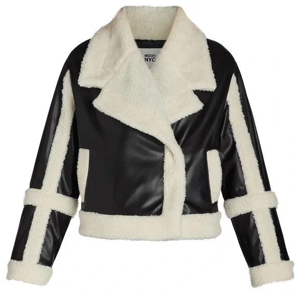 70 Madden NYC Women's  Plus Faux Shearling Moto Jacket NEW size 4X - Picture 4 of 11